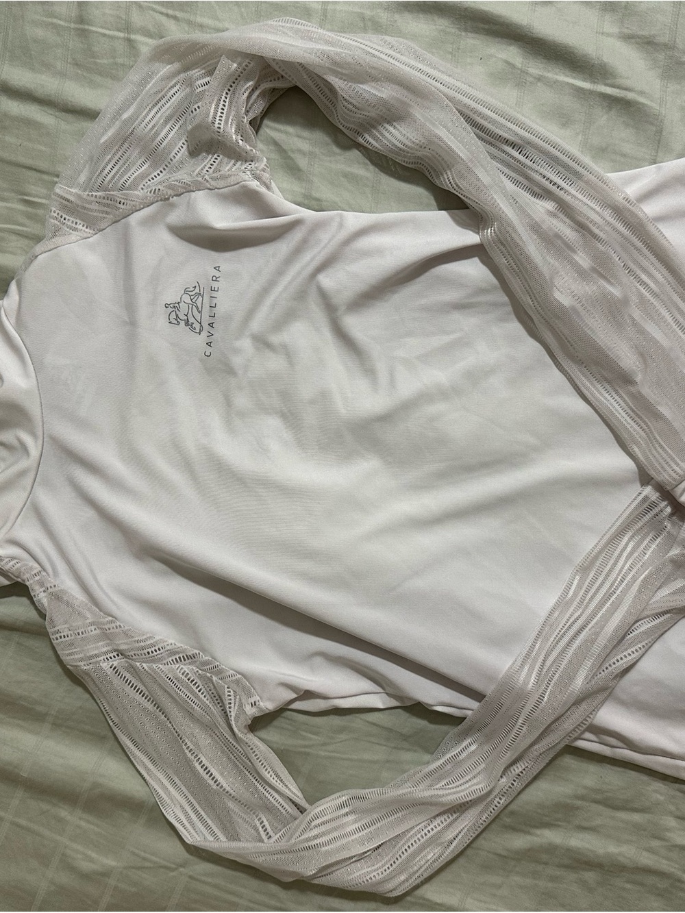 Cavalliera White Mesh Sleeve riding Top